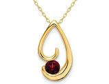 1/4 Carat (ctw) Natural Garnet Drop Pendant Necklace in 14K Yellow Gold with Chain